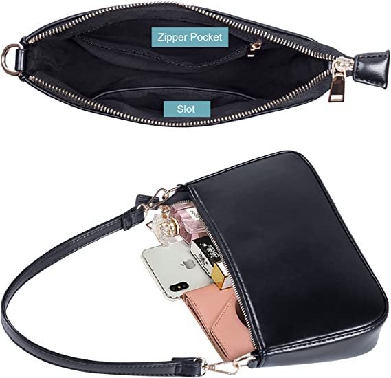 Shoulder Bag for Women Retro Vegan Leather Classic Clutch Tote HandBags Purses with Zipper Closure